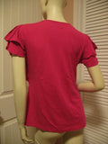 Womens Tops RED Cap Sleeve TIER TIERED Layer Layered Chest TOP BLOUSE Casual Clothes Clothing Large