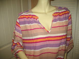 Womens Tops Multi Color Colored STRIPE STRIPED Pattern Short Sleeve V-Neck Vneck TOP SHIRT SHIRTS PLUS SIZE 2XL 2X Clothes Clothing Women Fashion Wear