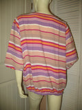 Womens Tops Multi Color Colored STRIPE STRIPED Pattern Short Sleeve V-Neck Vneck TOP SHIRT SHIRTS PLUS SIZE 2XL 2X Clothes Clothing Women Fashion Wear