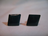 VINTAGE TEAL BLUE Enamel Diamond-Shape STUD STUDS STUDDED Womens EARRINGS Set Jewelry