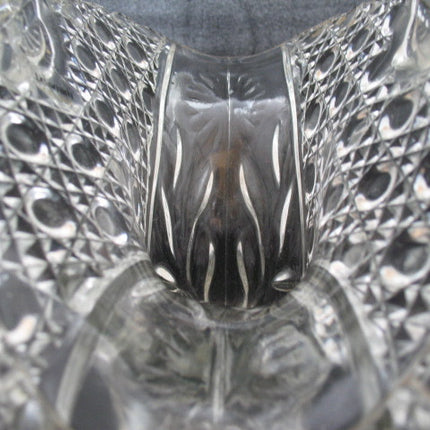 12" VINTAGE LEAD CRYSTAL CUT GLASS BASKET BOWL VASE Diamonds Buttons Pattern