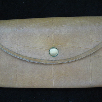 Women Beige LEATHER Check Money Cash ID Photo WALLET PURSE CASE
