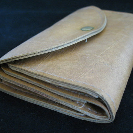Women Beige LEATHER Check Money Cash ID Photo WALLET PURSE CASE