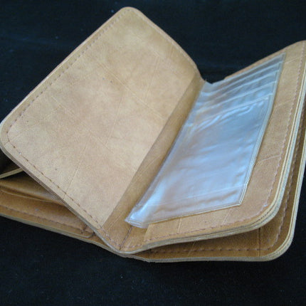 Women Beige LEATHER Check Money Cash ID Photo WALLET PURSE CASE