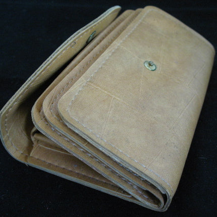 Women Beige LEATHER Check Money Cash ID Photo WALLET PURSE CASE