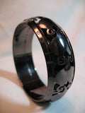 NEW Womens Jewelries Silver Black Dark Gray Grey CARVED METAL Tin Metallic BANGLE BRACELET BRACELETS