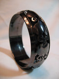 NEW Womens Jewelries Silver Black Dark Gray Grey CARVED METAL Tin Metallic BANGLE BRACELET BRACELETS