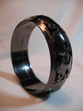 NEW Womens Jewelries Silver Black Dark Gray Grey CARVED METAL Tin Metallic BANGLE BRACELET BRACELETS