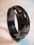 NEW Womens Jewelries Silver Black Dark Gray Grey CARVED METAL Tin Metallic BANGLE BRACELET BRACELETS
