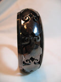 NEW Womens Jewelries Silver Black Dark Gray Grey CARVED METAL Tin Metallic BANGLE BRACELET BRACELETS