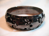 NEW Womens Jewelries Silver Black Dark Gray Grey CARVED METAL Tin Metallic BANGLE BRACELET BRACELETS