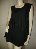 NEW Womens Tops BLACK SLEEVELESS Wide Adjustable SASH TOP Blouse Women Casual Clothes Large