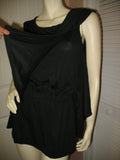 NEW Womens Tops BLACK SLEEVELESS Wide Adjustable SASH TOP Blouse Women Casual Clothes Large