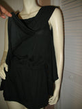 NEW Womens Tops BLACK SLEEVELESS Wide Adjustable SASH TOP Blouse Women Casual Clothes Large