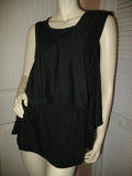 NEW Womens Tops BLACK SLEEVELESS Wide Adjustable SASH TOP Blouse size Large Women Casual Wear Casuals Wears Cheap Affordable Woman Clothes Clothing
