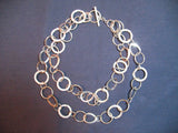 Womens Jewelries Silver Tone CHAIN CHAINS LINK METAL CIRCLE RINGS Pear Fashion NECKLACE NECKLACES 2-Strands