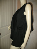 NEW Womens Tops BLACK SLEEVELESS Wide Adjustable SASH TOP Blouse Women Casual Clothes Large