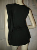 NEW Womens Tops BLACK SLEEVELESS Wide Adjustable SASH TOP Blouse Women Casual Clothes Large