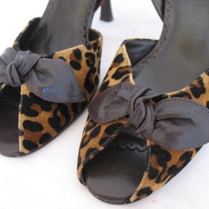 New Style & Co Womens Shoes High Heels Slingback Sandals Open Toe 6 Animal Print