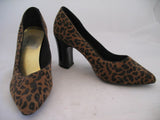 RUSH HOUR EXPRESS Women BROWN BLACK LEOPARD ANIMAL Print High Heels SHOES 5 1/2