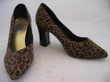 RUSH HOUR EXPRESS Women BROWN BLACK LEOPARD ANIMAL Print High Heels SHOES 5 1/2
