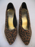 RUSH HOUR EXPRESS Women BROWN BLACK LEOPARD ANIMAL Print High Heels SHOES 5 1/2