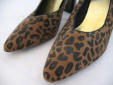 RUSH HOUR EXPRESS Women BROWN BLACK LEOPARD ANIMAL Print High Heels SHOES 5 1/2
