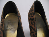RUSH HOUR EXPRESS Women BROWN BLACK LEOPARD ANIMAL Print High Heels SHOES 5 1/2
