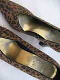 RUSH HOUR EXPRESS Women BROWN BLACK LEOPARD ANIMAL Print High Heels SHOES 5 1/2