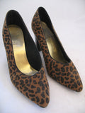RUSH HOUR EXPRESS Women BROWN BLACK LEOPARD ANIMAL Print High Heels SHOES 5 1/2