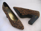 RUSH HOUR EXPRESS Women BROWN BLACK LEOPARD ANIMAL Print High Heels SHOES 5 1/2