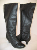 USA MADE VINTAGE Womens BLACK LEATHER Knee High Classic BOOTS Heels SHOES size 6