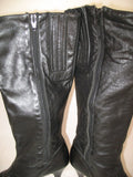 USA MADE VINTAGE Womens BLACK LEATHER Knee High Classic BOOTS Heels SHOES size 6