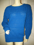 AMERICAN PRIDE Vintage Made In USA Womens Sweaters Blue Pullover Crew Neck Cable Knit Sweater Top Long Sleeve Large L
