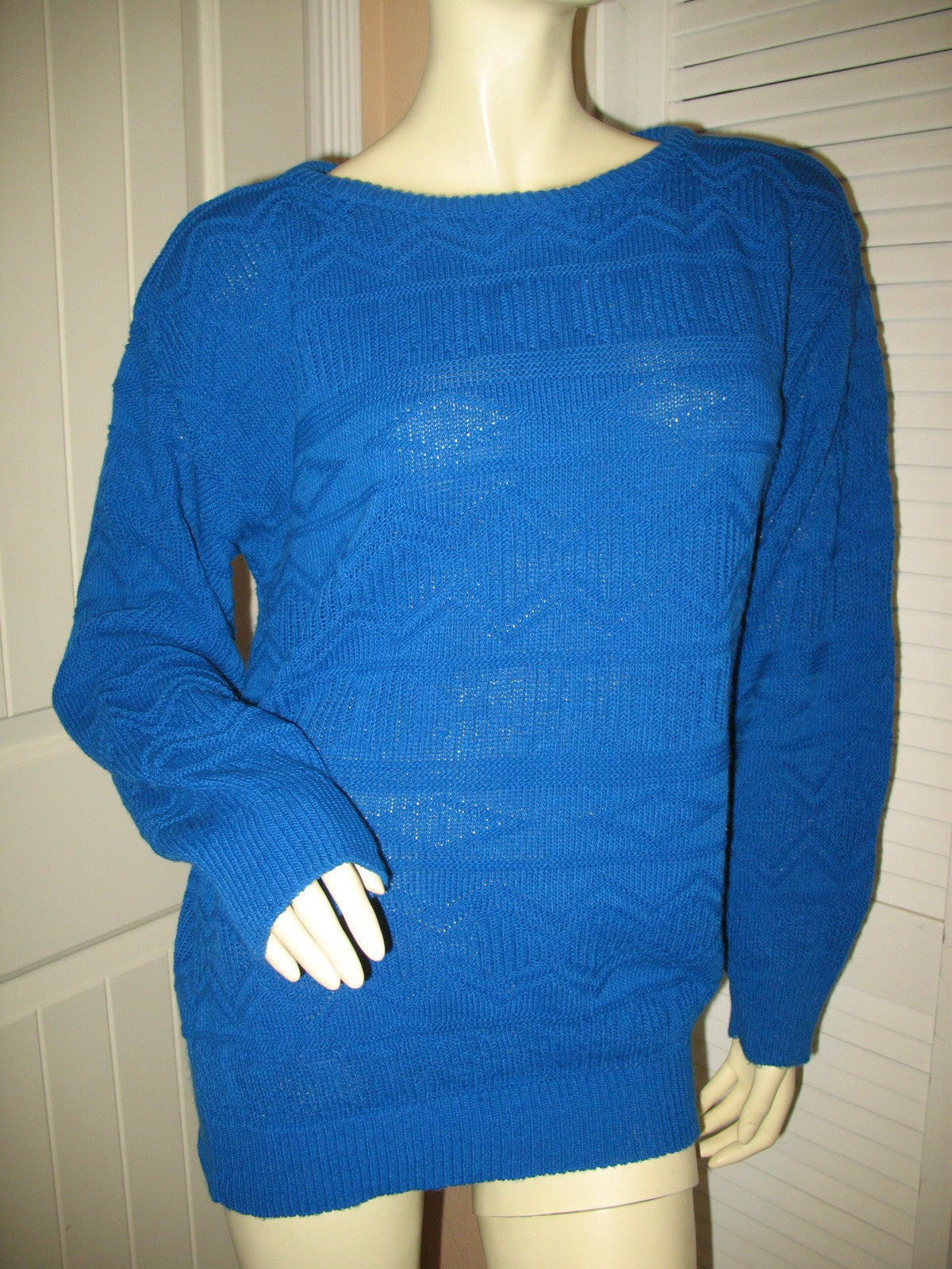 Womens Sweaters Tops AMERICAN PRIDE BLUE Knit Knitted LONG SLEEVE