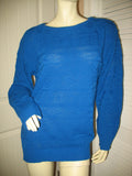 AMERICAN PRIDE Vintage Made In USA Womens Sweaters Blue Pullover Crew Neck Cable Knit Sweater Top Long Sleeve Large L