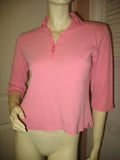 Womens Tops TALBOTS Petites Petite PINK 3/4 Sleeve V-Neck Vneck Collar Collared 100% COTTON SHIRT SHIRTS TOP size Small Casual Clothes Everyday Regular Clothing
