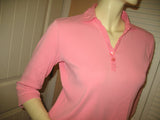 Womens Tops TALBOTS Petites Petite PINK 3/4 Sleeve V-Neck Vneck Collar Collared 100% COTTON SHIRT SHIRTS TOP size Small Casual Clothes Everyday Regular Clothing