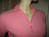 Womens Tops TALBOTS Petites Petite PINK 3/4 Sleeve V-Neck Vneck Collar Collared 100% COTTON SHIRT SHIRTS TOP size Small Casual Clothes Everyday Regular Clothing