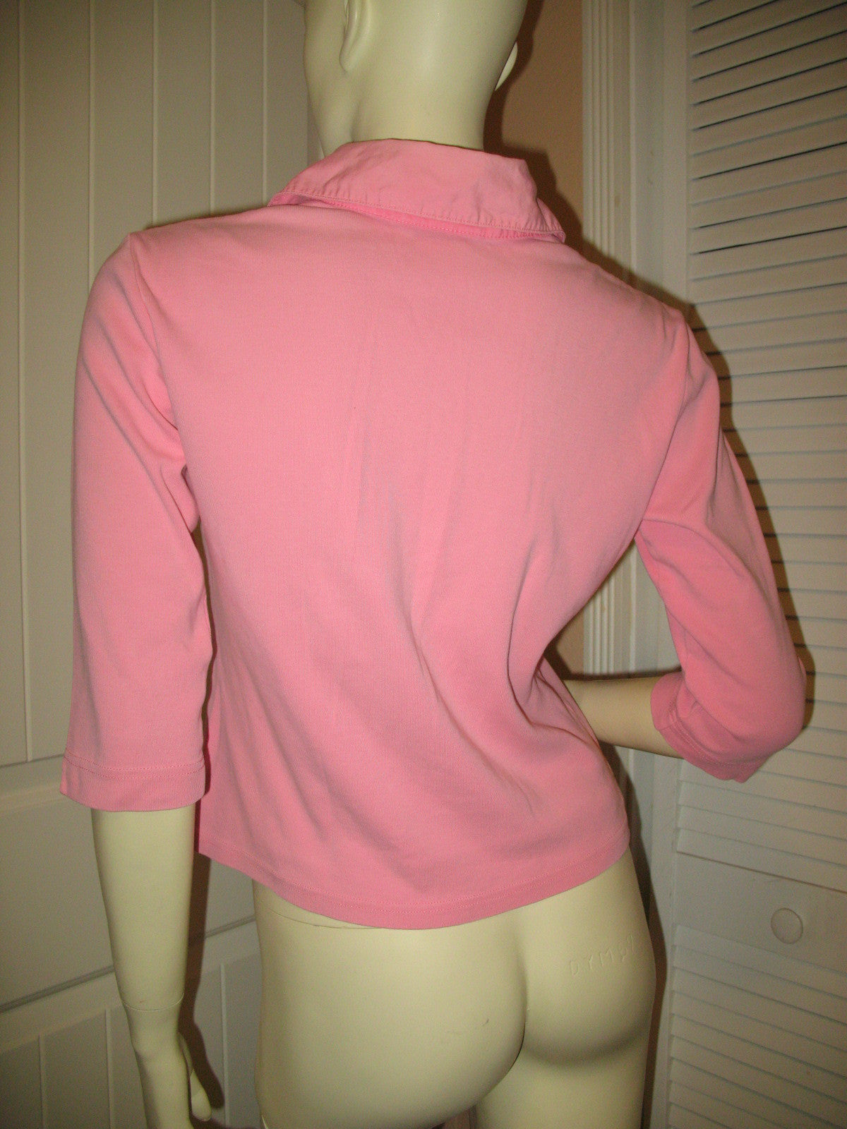 Womens Tops TALBOTS PINK 3 4 Sleeve Collar COTTON TOP TropicalFeel