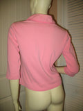 Womens Tops TALBOTS Petites Petite PINK 3/4 Sleeve V-Neck Vneck Collar Collared 100% COTTON SHIRT SHIRTS TOP size Small Casual Clothes Everyday Regular Clothing