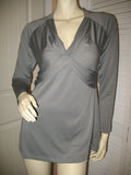 Womens Tops GRAY GREY V-Neck Vneck Empire Waist Long Sleeve TOP BLOUSE size Small Versatile Flexible Uses Women Clothes Clothing Fall Season Wear Attire