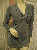 Womens Tops GRAY GREY V-Neck Vneck Empire Waist Long Sleeve TOP BLOUSE Small Women Clothes