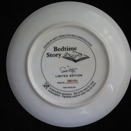 NEW Franklin Mint SUE WILLIS BEDTIME STORY Teddy Bears FINE PORCELAIN 8" Collectors PLATE