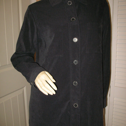 HARVE BENARD by BENARD HOLTZMAN Womens Tops Shirts Dark GRAY GREY BLACK Long Sleeve Button Down Collar Collared TOP POLO SHIRT size Medium Women Business Career Attire Office Work Wear Woman Clothes Fashion Clothing