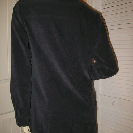 HARVE BENARD Womens Tops Dark GRAY GREY BLACK Long Sleeve Button Down Collar TOP POLO SHIRT Medium