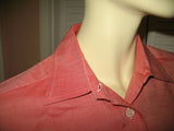 Walter Voulaz Made In Italy New Womens Long Sleeve Button Down Shirt Polo Top Red Orange Medium Business Attire