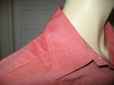 Walter Voulaz Made In Italy New Womens Long Sleeve Button Down Shirt Polo Top Red Orange Medium Business Attire