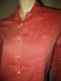 Walter Voulaz Made In Italy New Womens Long Sleeve Button Down Shirt Polo Top Red Orange Medium Business Attire