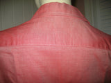 Walter Voulaz Made In Italy New Womens Long Sleeve Button Down Shirt Polo Top Red Orange Medium Business Attire